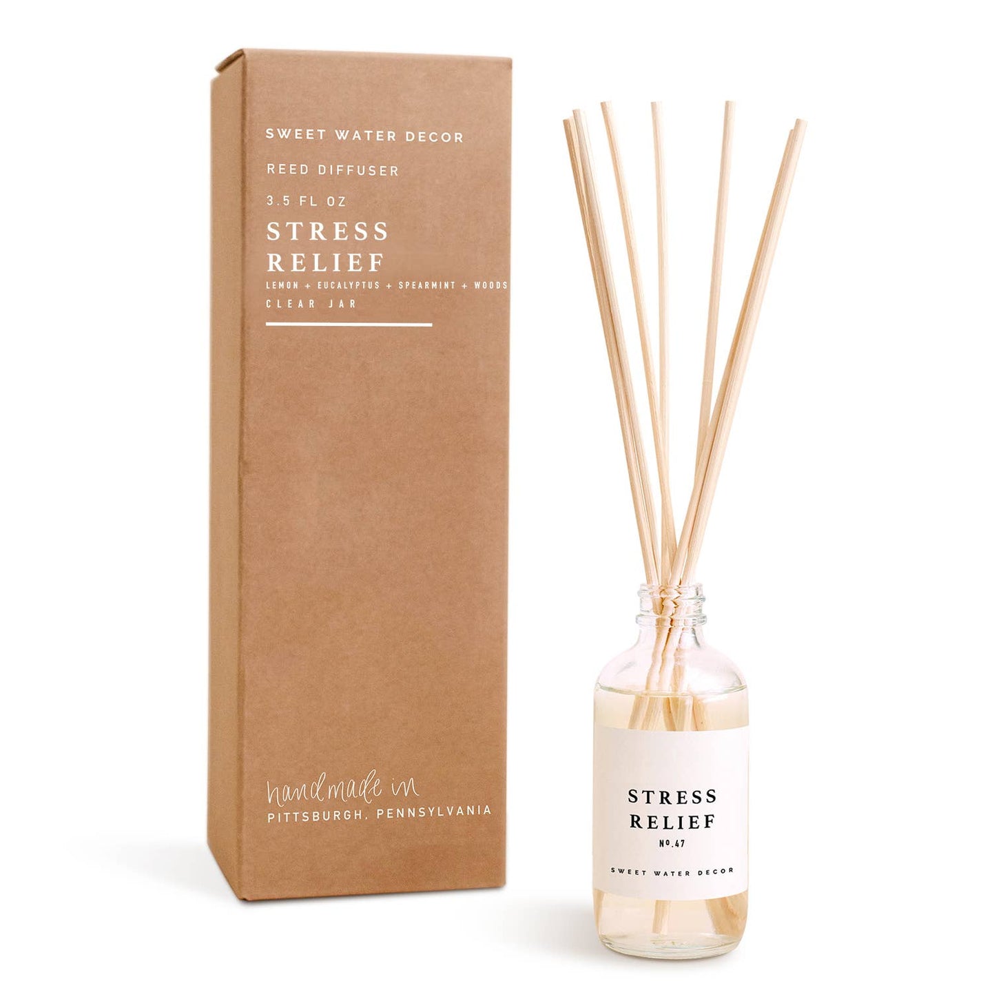 Sweet Water Decor - Stress Relief Reed Diffuser - Clear Jar - 3.5 oz