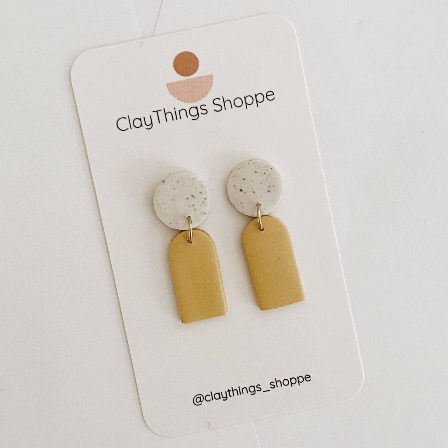Mini Mia Mustard Accented Polymer Clay Earrings