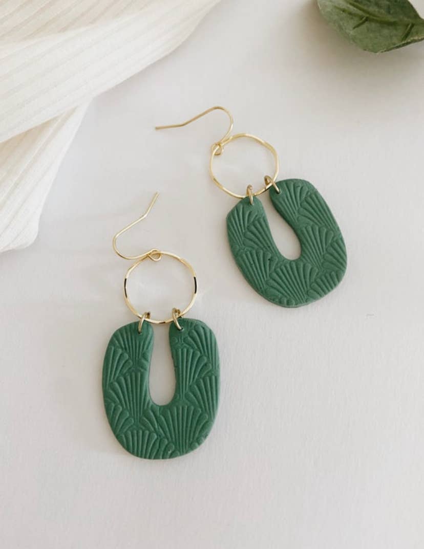 Ella in Sage, Polymer Clay Earrings, Fancy Dangle Earrings