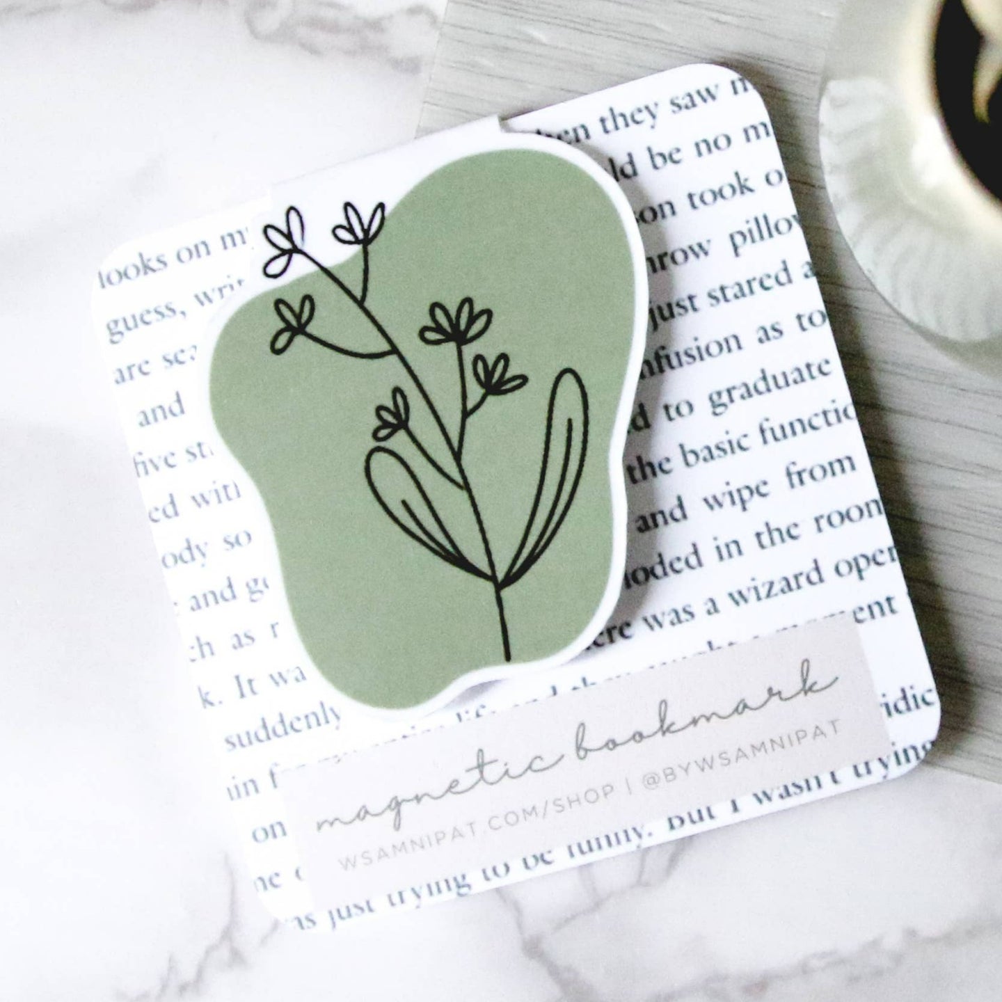 Olive Green Wildflower Magnetic Bookmark