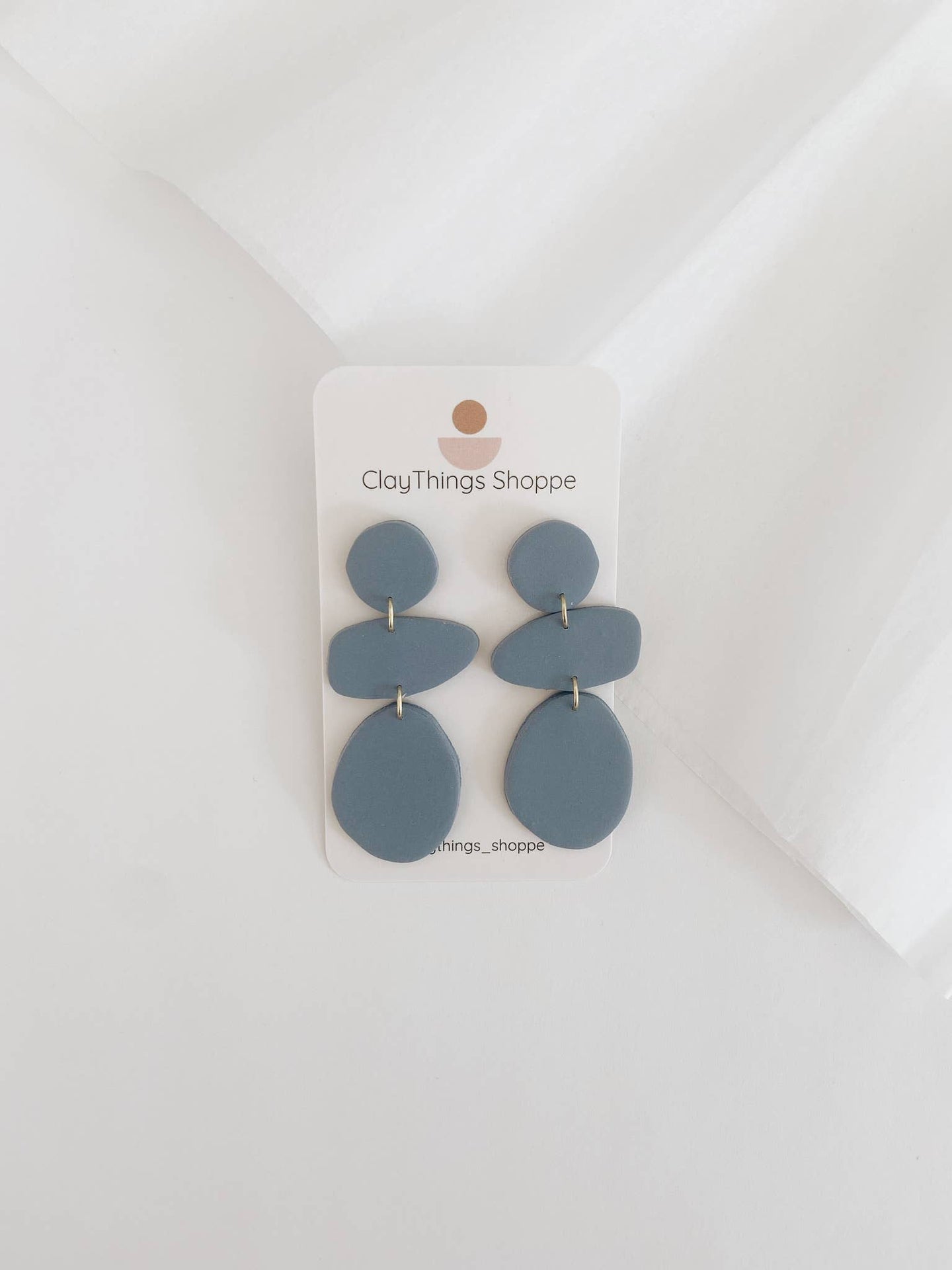 Penelope in Dusty Blue, Polymer Clay Earrings
