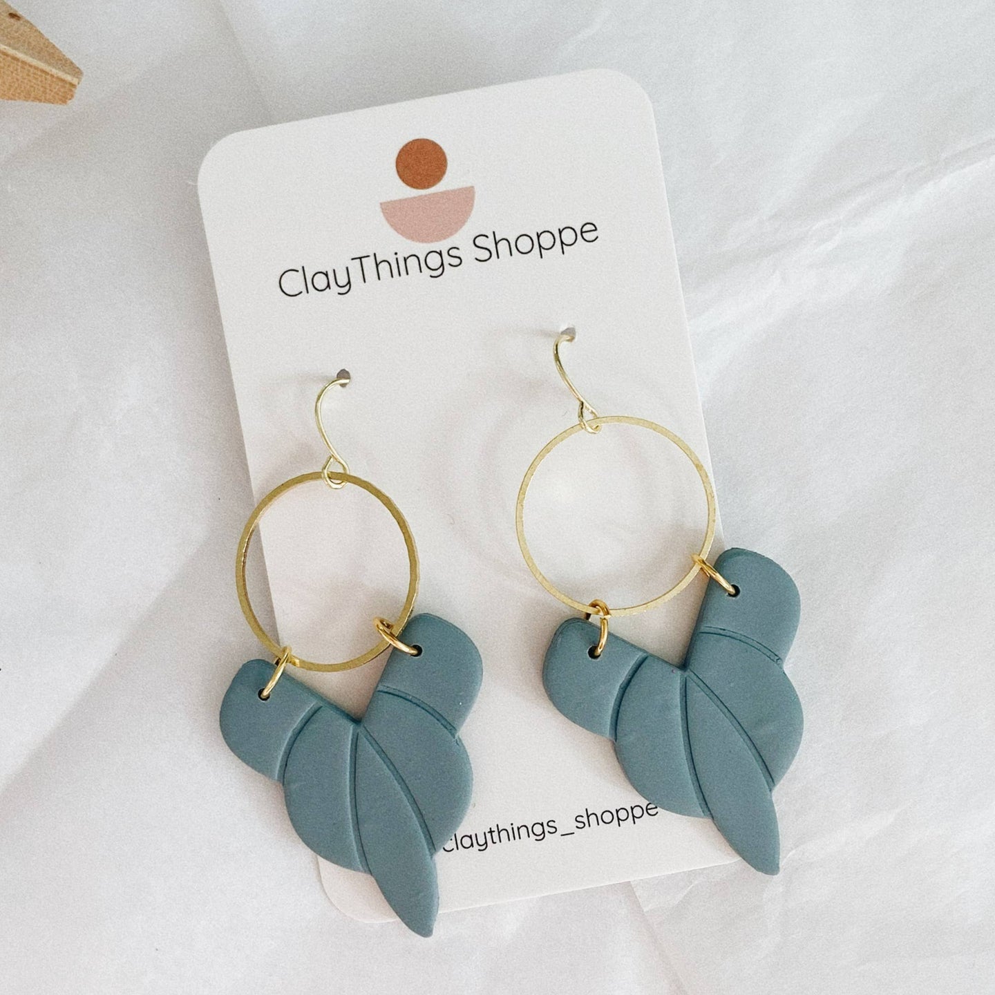 Clay Earrings, Mona in Blue, Dangle Earrings, Polymer Clay