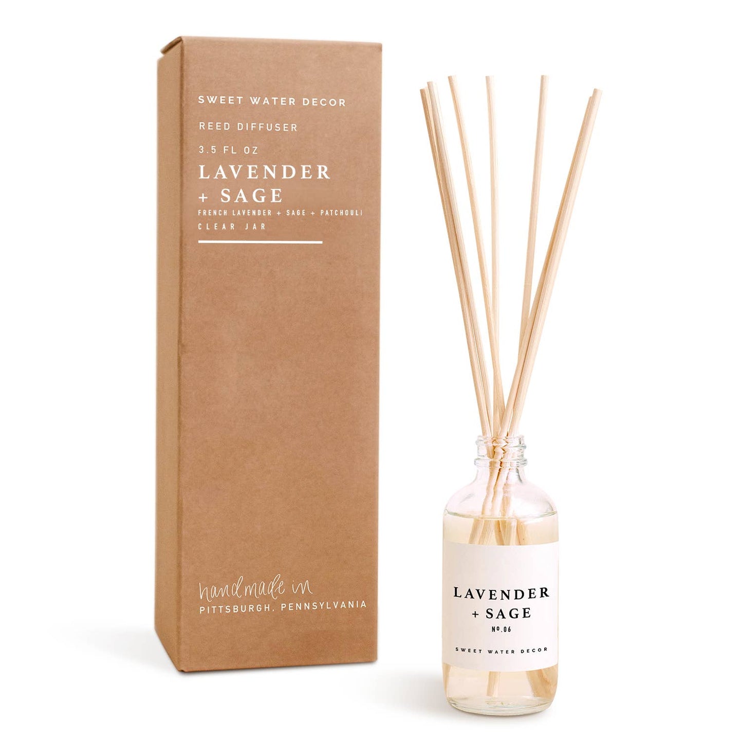 Sweet Water Decor - Lavender and Sage Reed Diffuser - Clear Jar - 3.5 oz